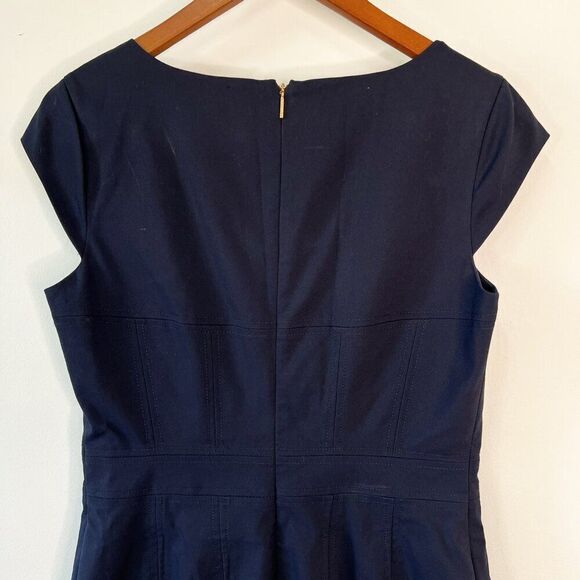 Tory Burch Navy Blue Square Neck Cap Sleeve Dress - Picture 4 of 10